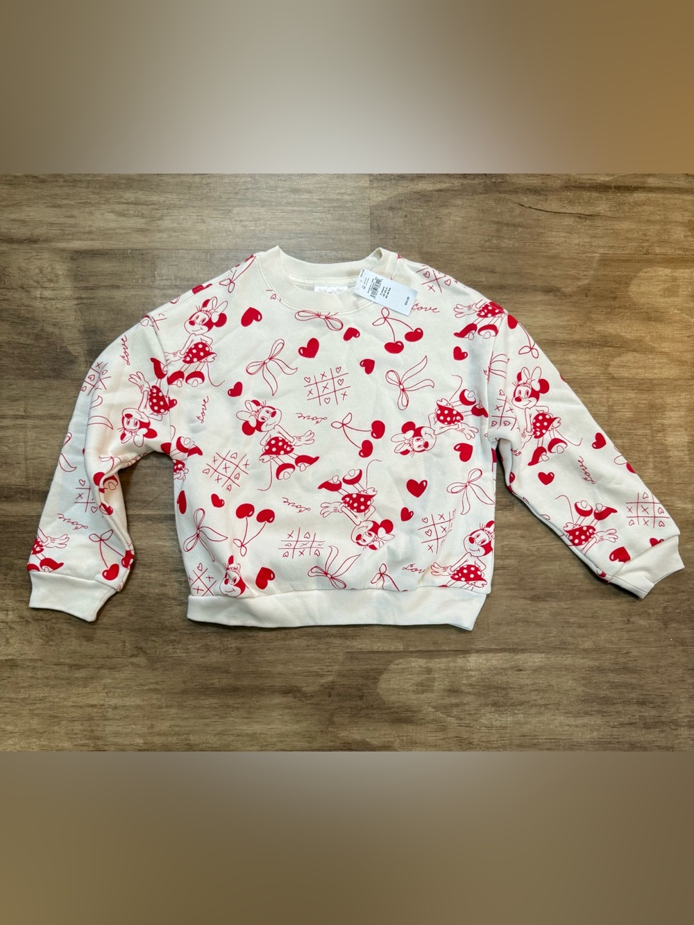 GAP Cream Sweatshirt with Red Minnie Mouse Print